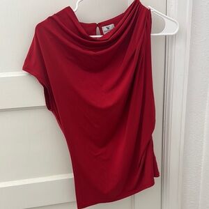 Worthington Red Asymmetrical Sleeveless Blouse
